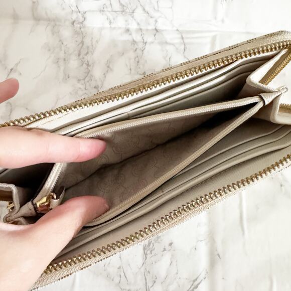 MICHAEL KORS MK Jet Set Monogram Zip Around Wallet Cream Gold - Picture 4 of 5